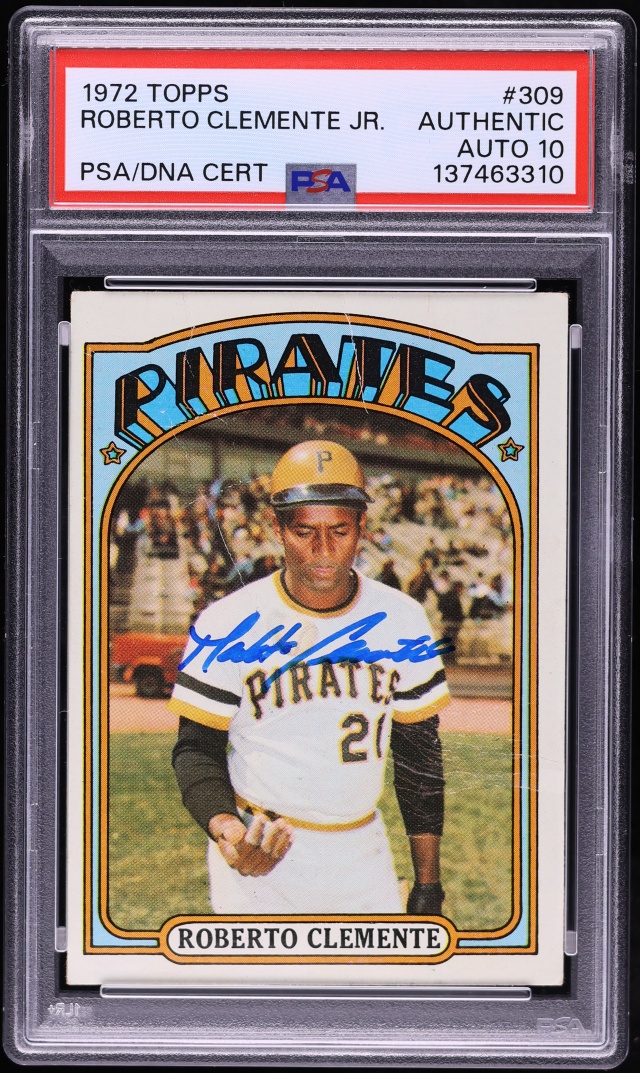 1972 Topps Roberto Clemente AUTO DNA 10 #309 PSA AUTH