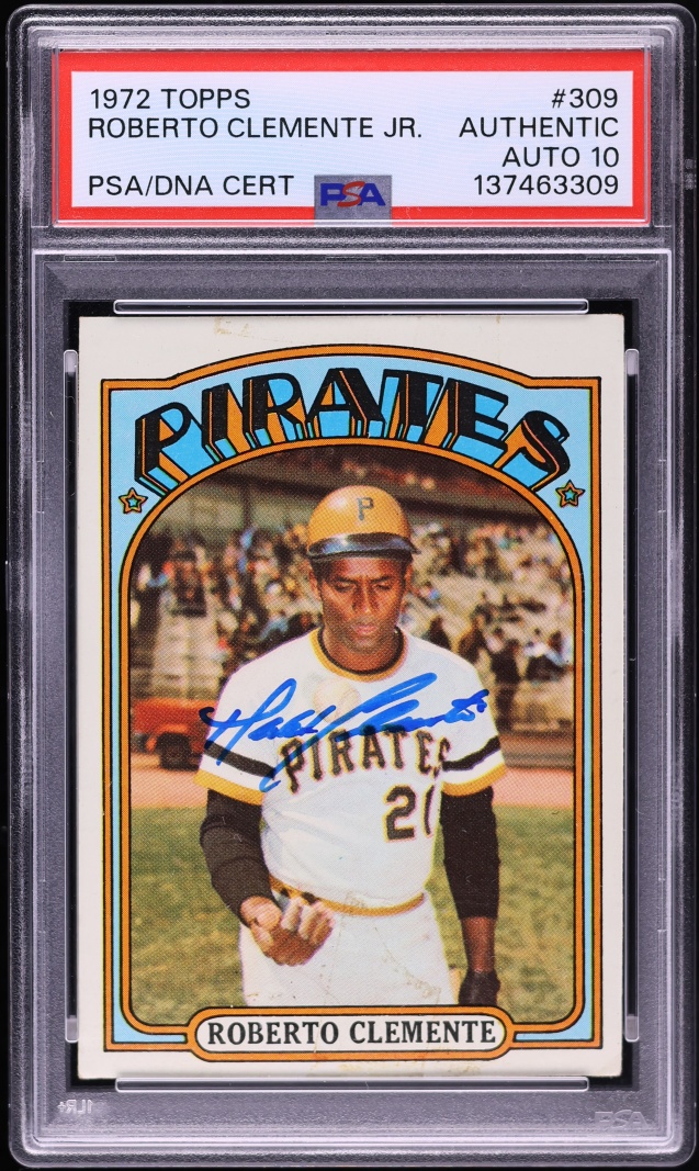 1972 Topps Roberto Clemente AUTO DNA 10 #309 PSA AUTH