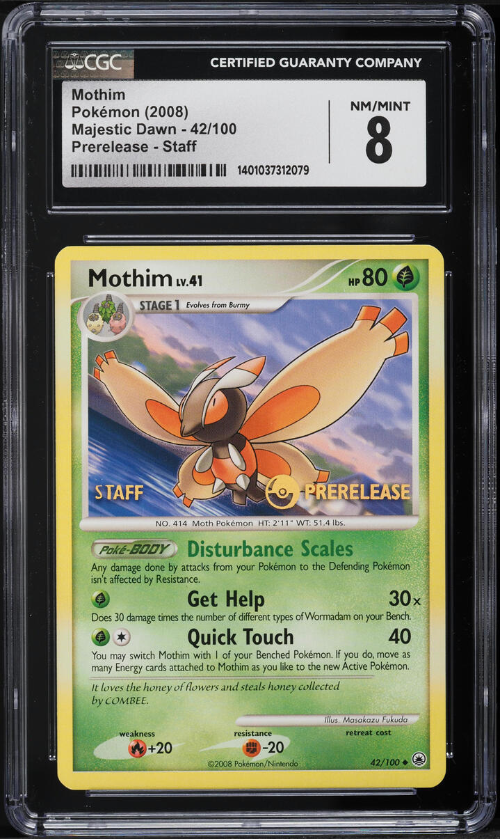2008 Pokemon Diamond & Pearl Majestic Dawn Prerelease Staff Mothim #42 CGC 8