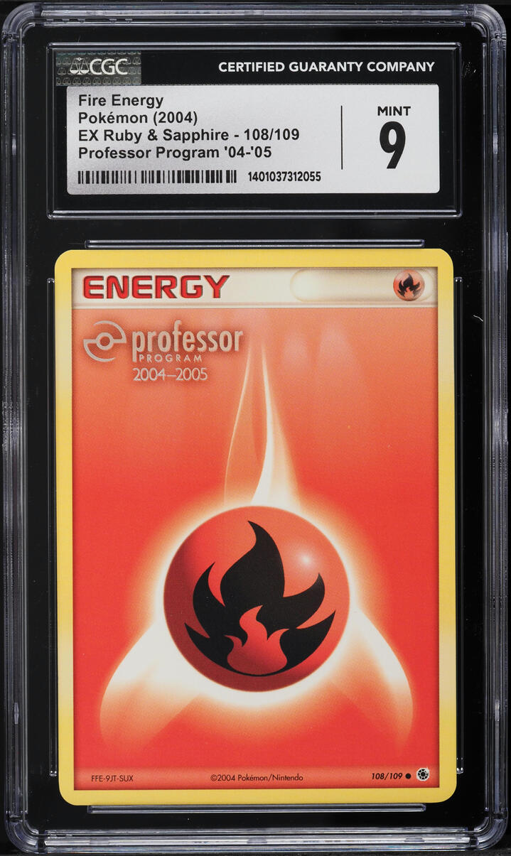 2004 Pokemon EX Ruby & Sapphire Professor Program Fire Energy #108 CGC 9 MINT