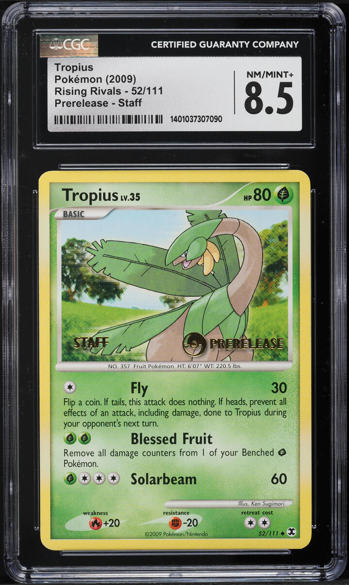 2009 Pokemon Rising Rivals Prerelease Staff Tropius #52 CGC 8.5 NM-MT+