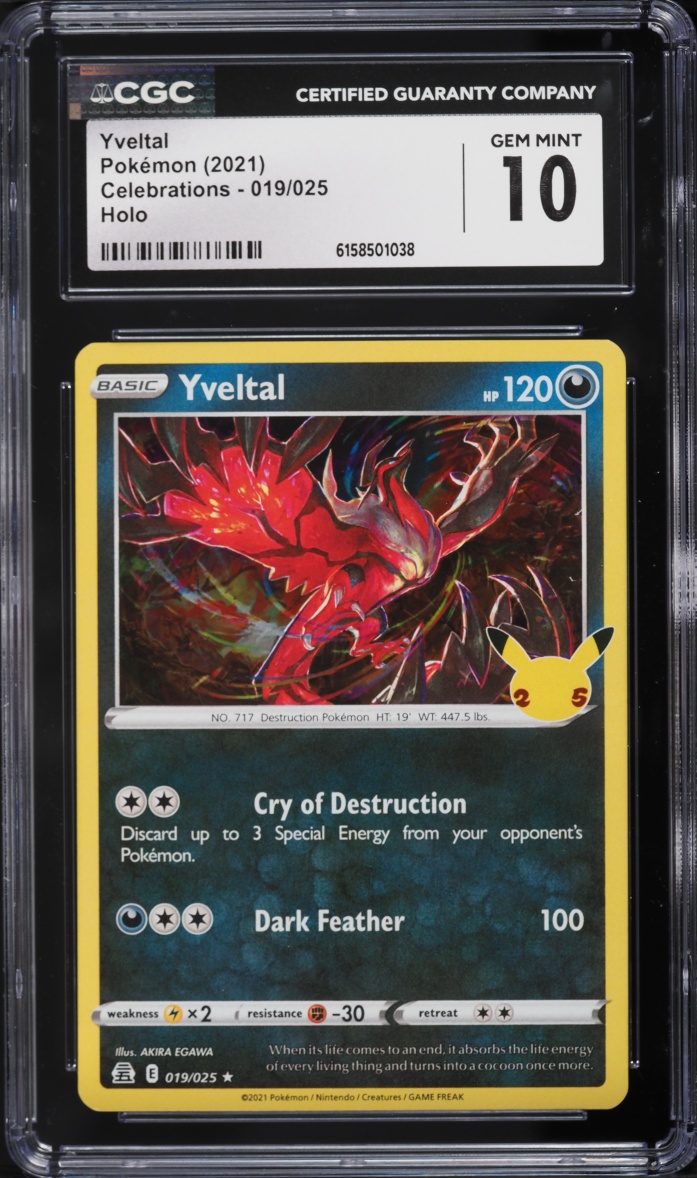 2021 Pokemon Sword & Shield Celebrations Holo Yveltal #19 CGC 10 GEM MINT