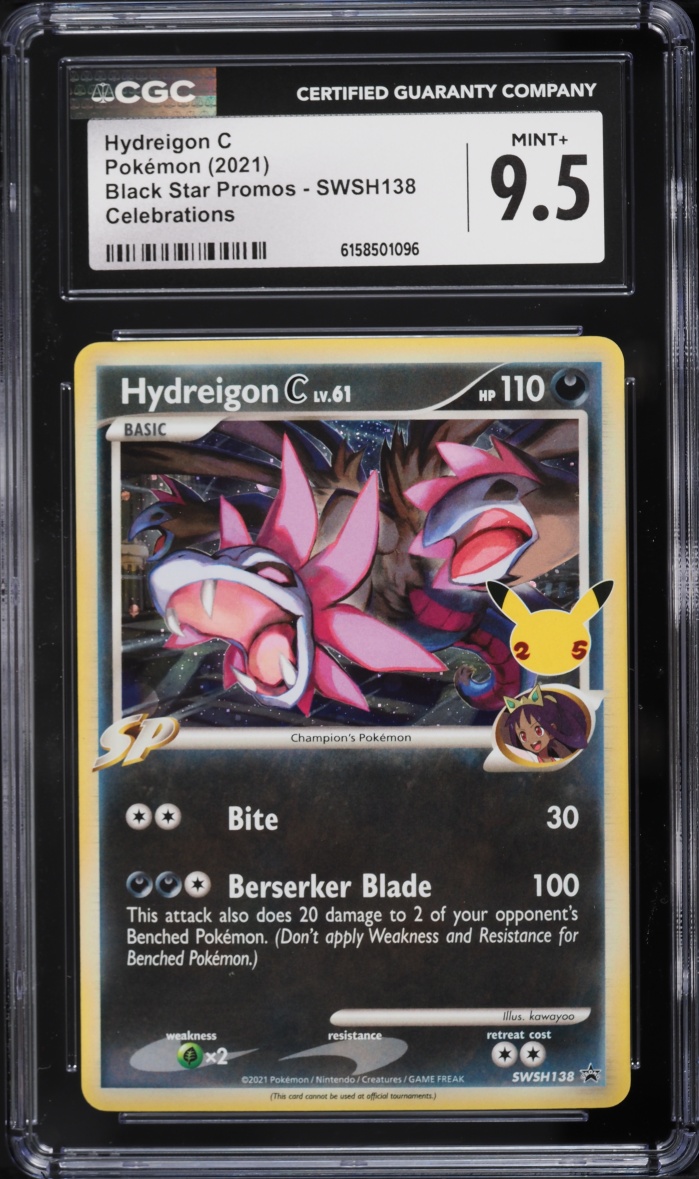 2021 Pokemon Sword & Shield Promo Celebrations Holo Hydreigon C #SWSH138 CGC 9.5 MINT+