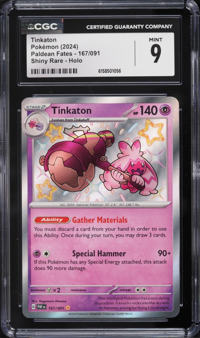 2024 Pokemon Scarlet & Violet Paldean Fates Shiny Tinkaton #167 CGC 9 MINT
