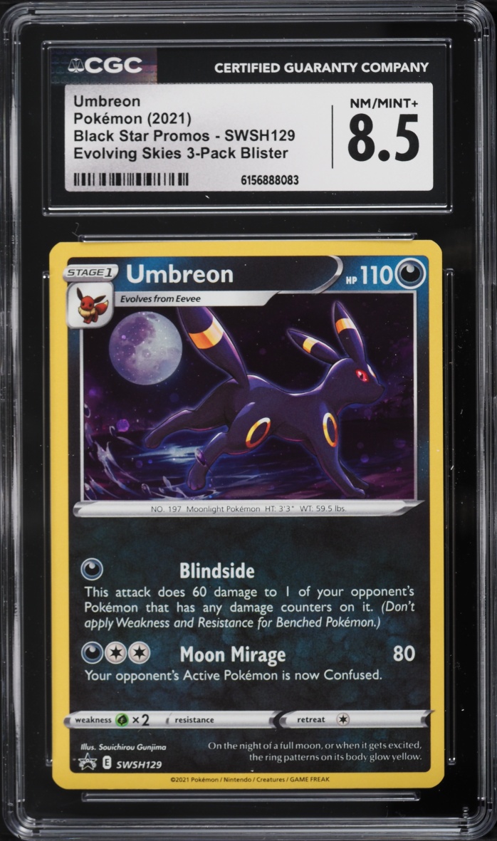 2021 Pokemon Sword & Shield Black Star Promo Evolving Skies Umbreon #SWSH129 CGC 8.5 NM-MT+