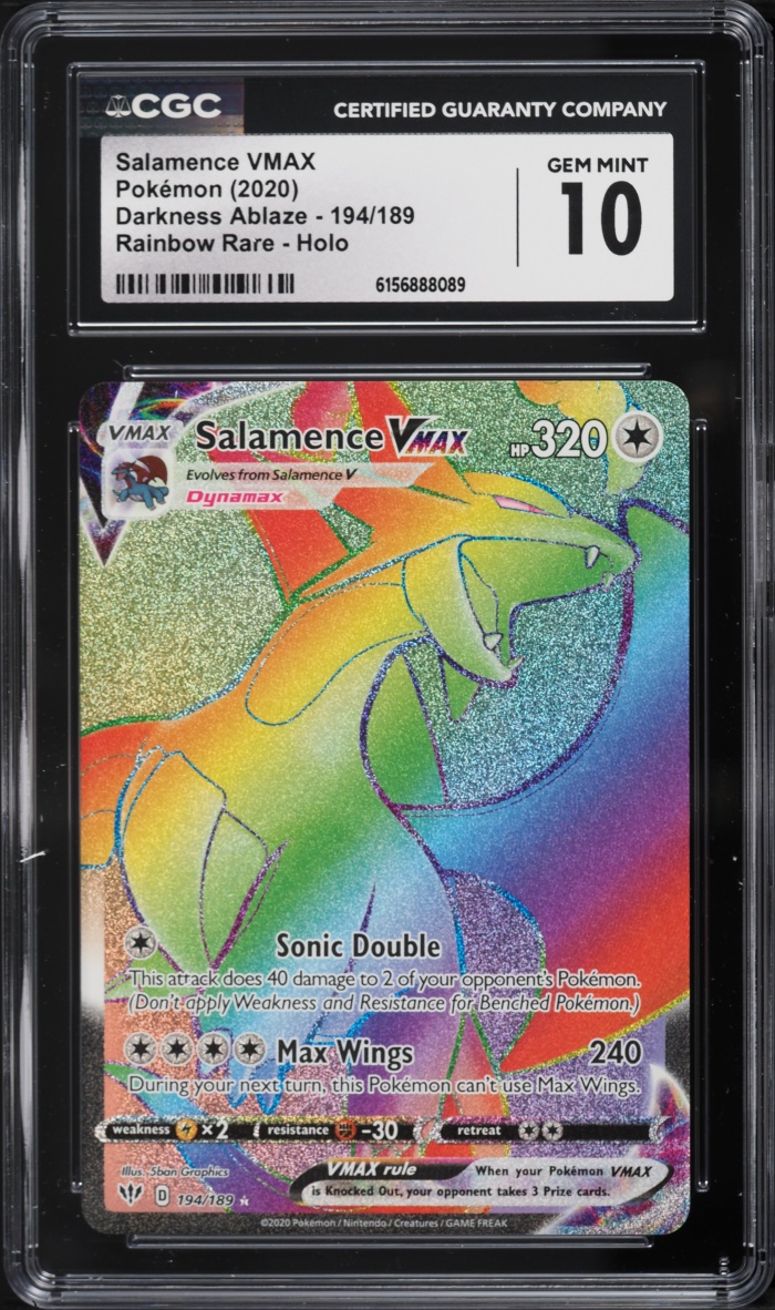 2020 Pokemon Sword & Shield Darkness Ablaze Rainbow Rare Salamence VMAX #194 CGC 10 GEM MINT
