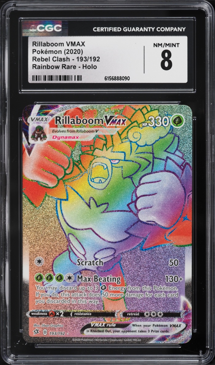2020 Pokemon Sword & Shield Rebel Clash Rainbow Rare Rillaboom VMAX #193 CGC 8 NM-MT
