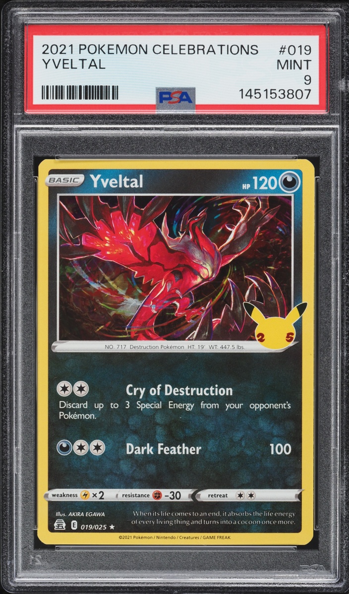 2021 Pokemon Sword & Shield Celebrations Yveltal #019 PSA 9 MINT