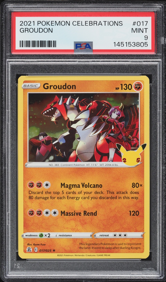 2021 Pokemon Sword & Shield Celebrations Groudon #17 PSA 9 MINT