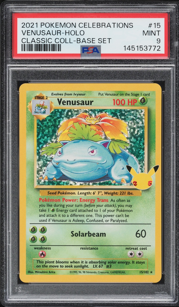 2021 Pokemon Sword & Shield Celebrations Classic Collection Holo Venusaur #15 PSA 9 MINT