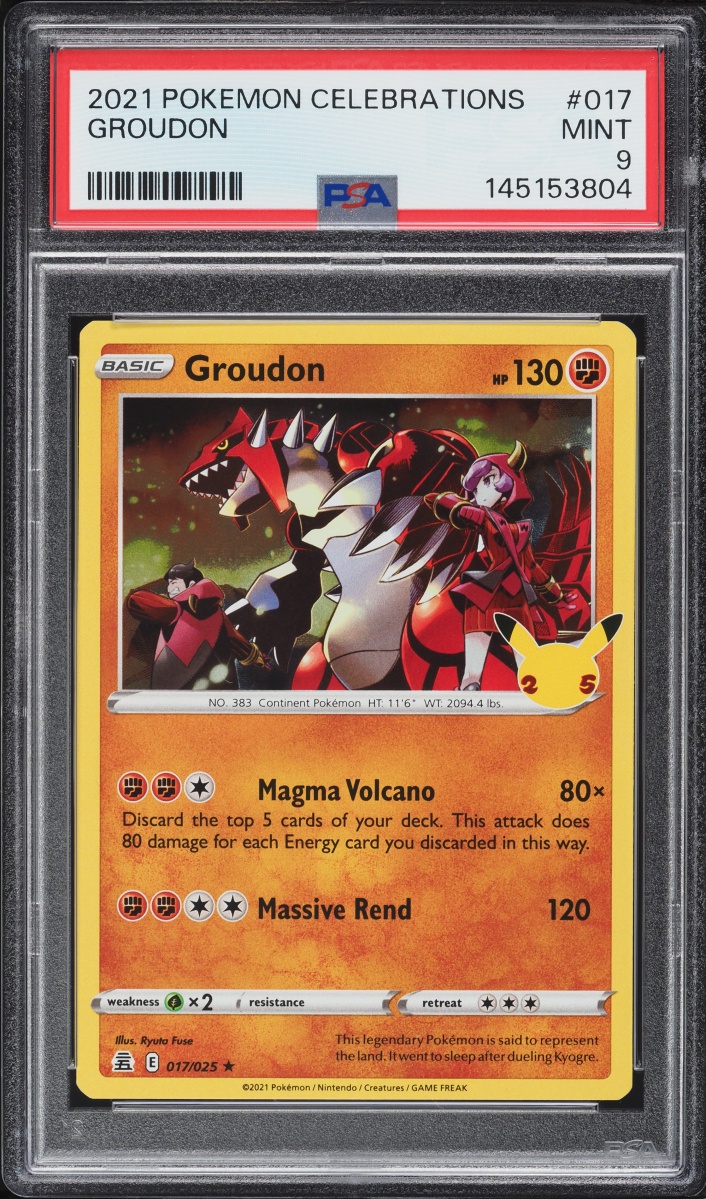 2021 Pokemon Sword & Shield Celebrations Groudon #17 PSA 9 MINT