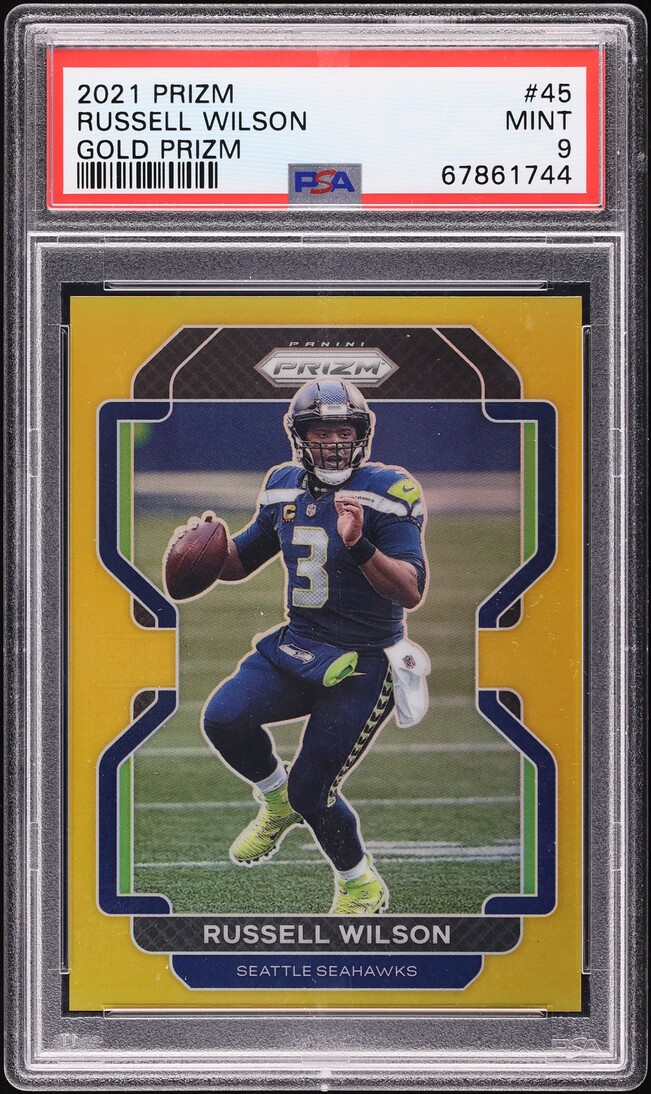 2021 Panini Prizm Gold Russell Wilson 10/10 #45 PSA 9 MINT - Photo 1