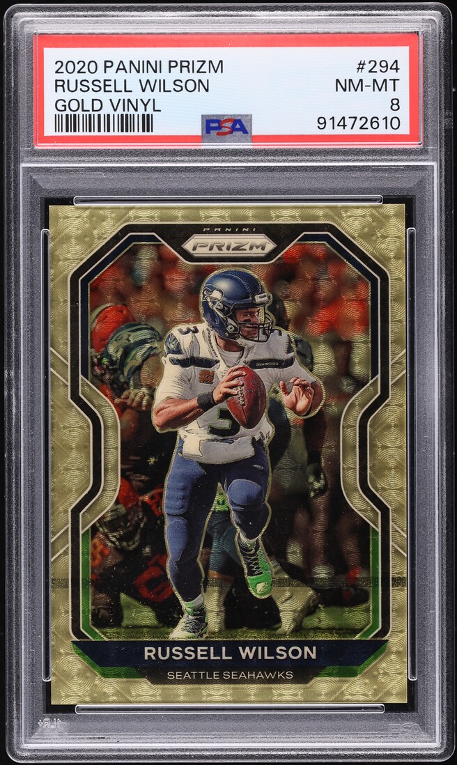 2020 Panini Prizm Gold Vinyl Russell Wilson 5/5 #294 PSA 8 NM-MT - Photo 1