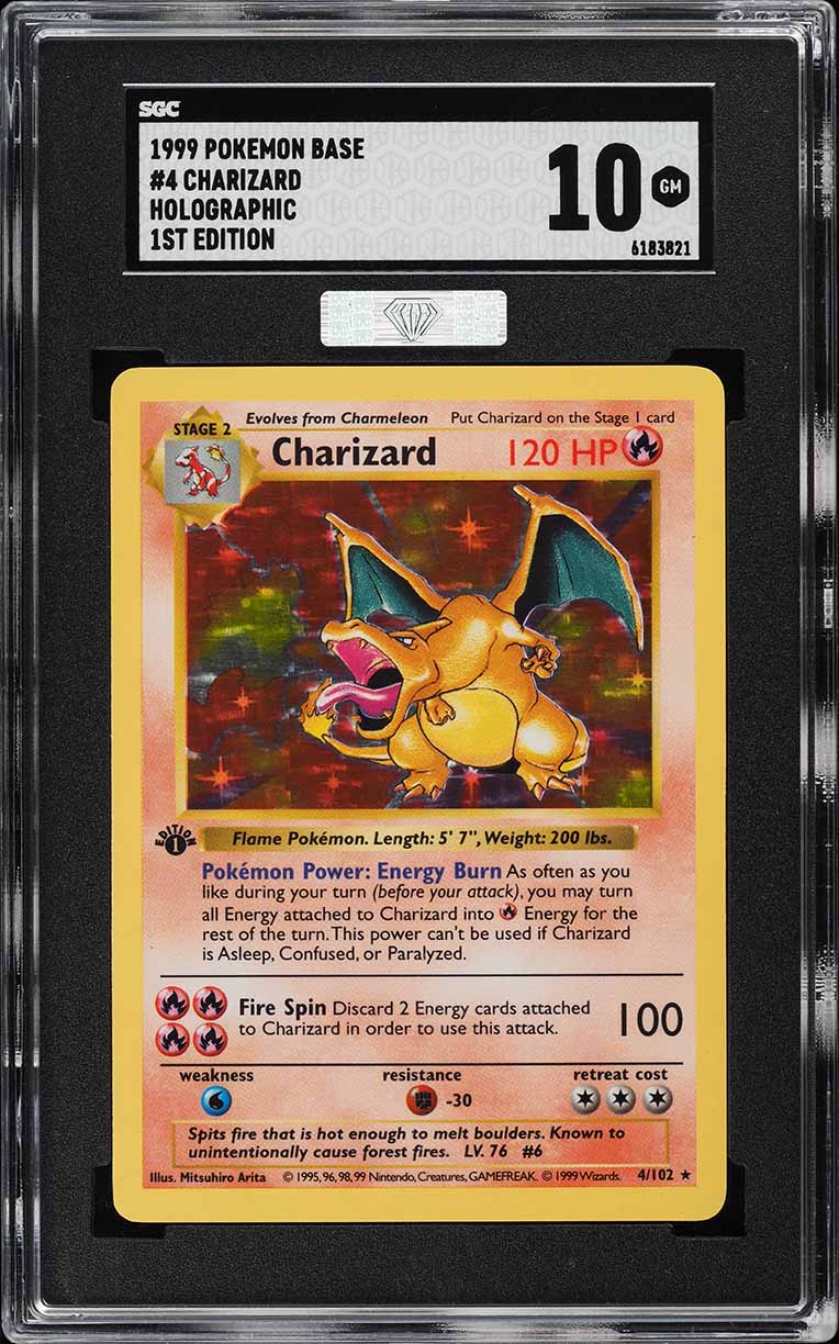 1999 Pokemon Base Set Shadowless 1st Edition Holo Charizard #4 MBA SGC 10 GEM