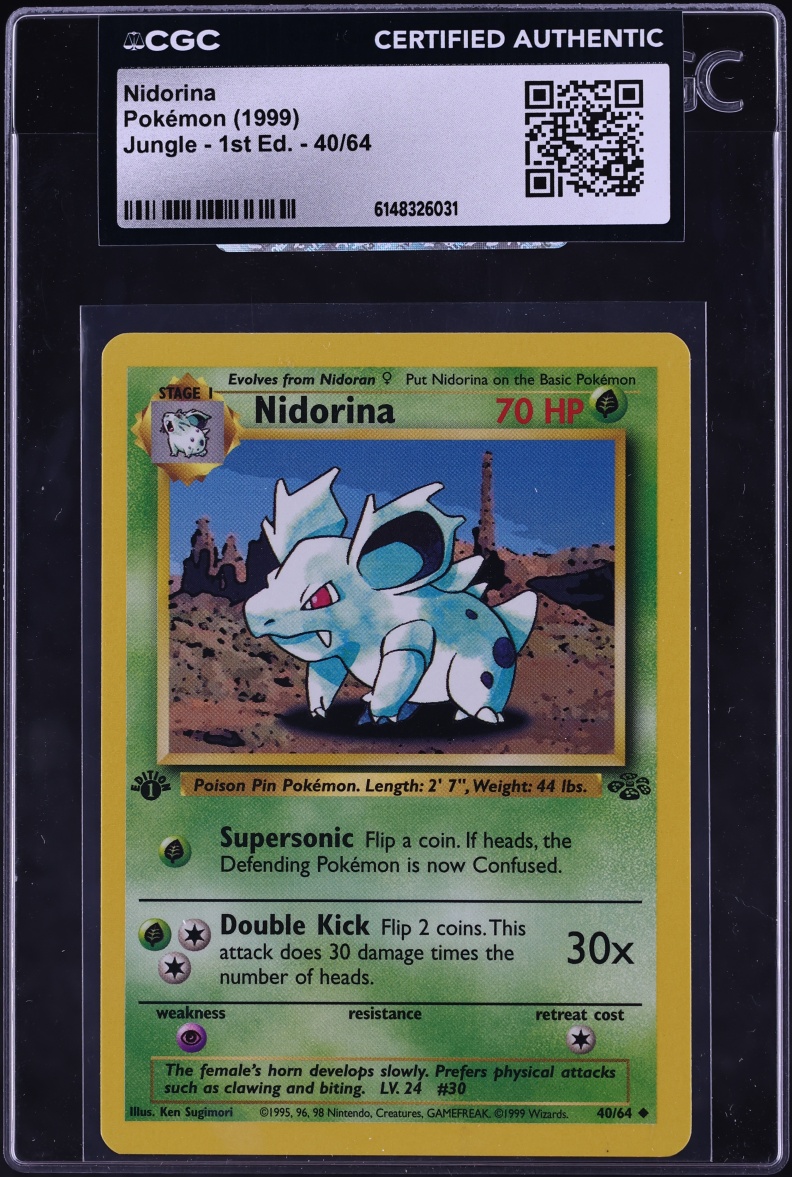 1999 Pokemon Jungle 1st Edition Nidorina #40 CGC AUTH