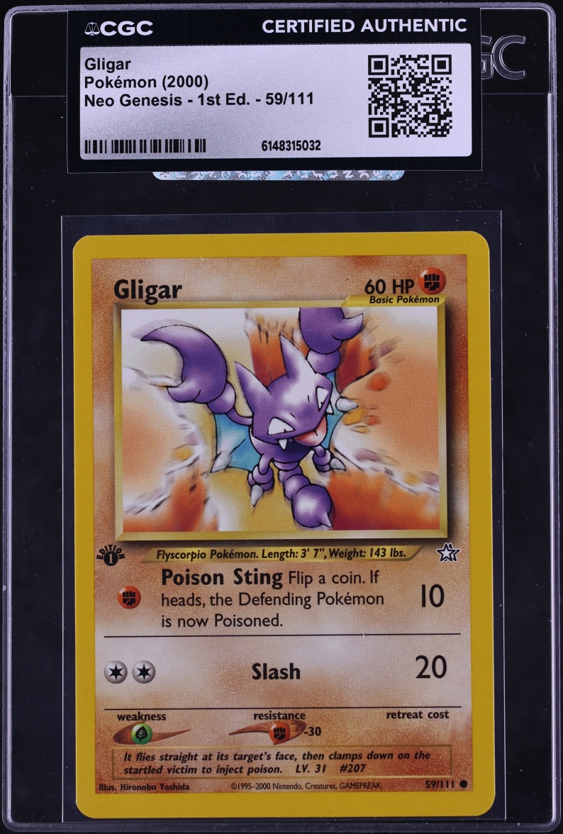 2000 Pokemon Neo Genesis 1st Edition Gligar #59 CGC AUTH