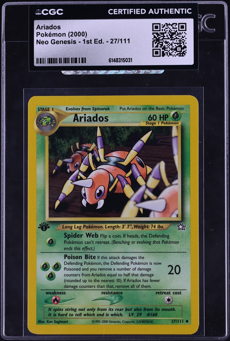 2000 Pokemon Neo Genesis 1st Edition Ariados #27 CGC AUTH