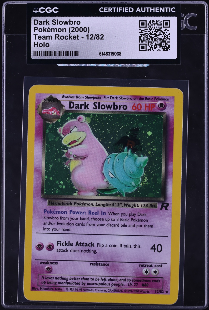 2000 Pokemon Team Rocket Holo Dark Slowbro #12 CGC AUTH