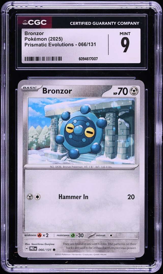 2025 Pokemon Scarlet & Violet Prismatic Evolutions Bronzor #66 CGC 9 MINT