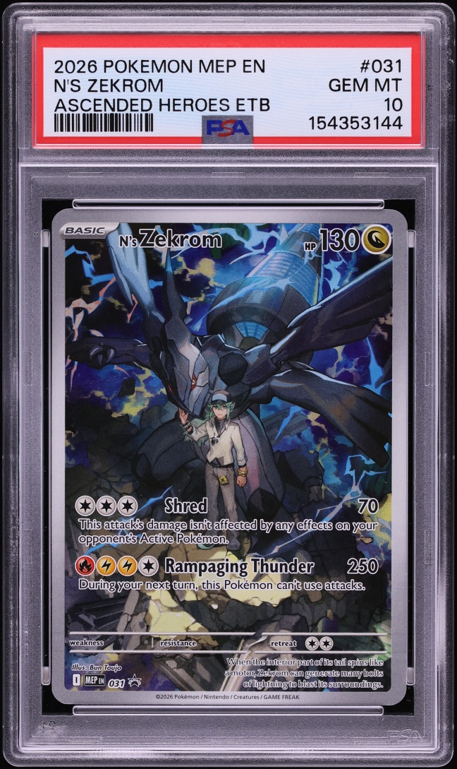 2026 Pokemon Mega Evolution Promo Ascended Heroes ETB Full Art N's Zekrom #31 PSA 10 GEM MINT