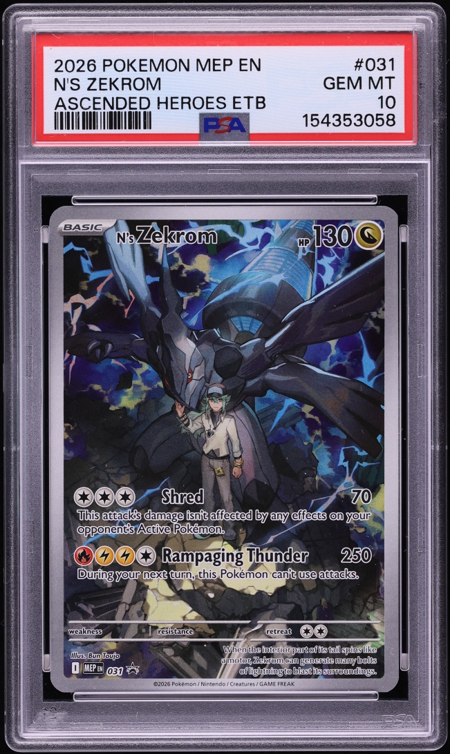 2026 Pokemon Mega Evolution Promo Ascended Heroes ETB Full Art N's Zekrom #31 PSA 10 GEM MINT