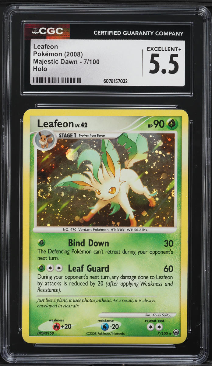 2008 Pokemon Diamond & Pearl Majestic Dawn Holo Leafeon #7 CGC 5.5 EX+