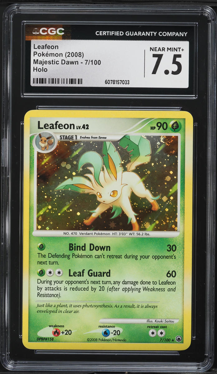 2008 Pokemon Diamond & Pearl Majestic Dawn Holo Leafeon #7 CGC 7.5 NRMT+