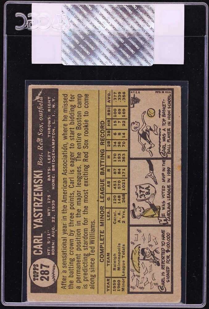 1961 Topps Carl Yastrzemski ROOKIE #287 CGC AUTH