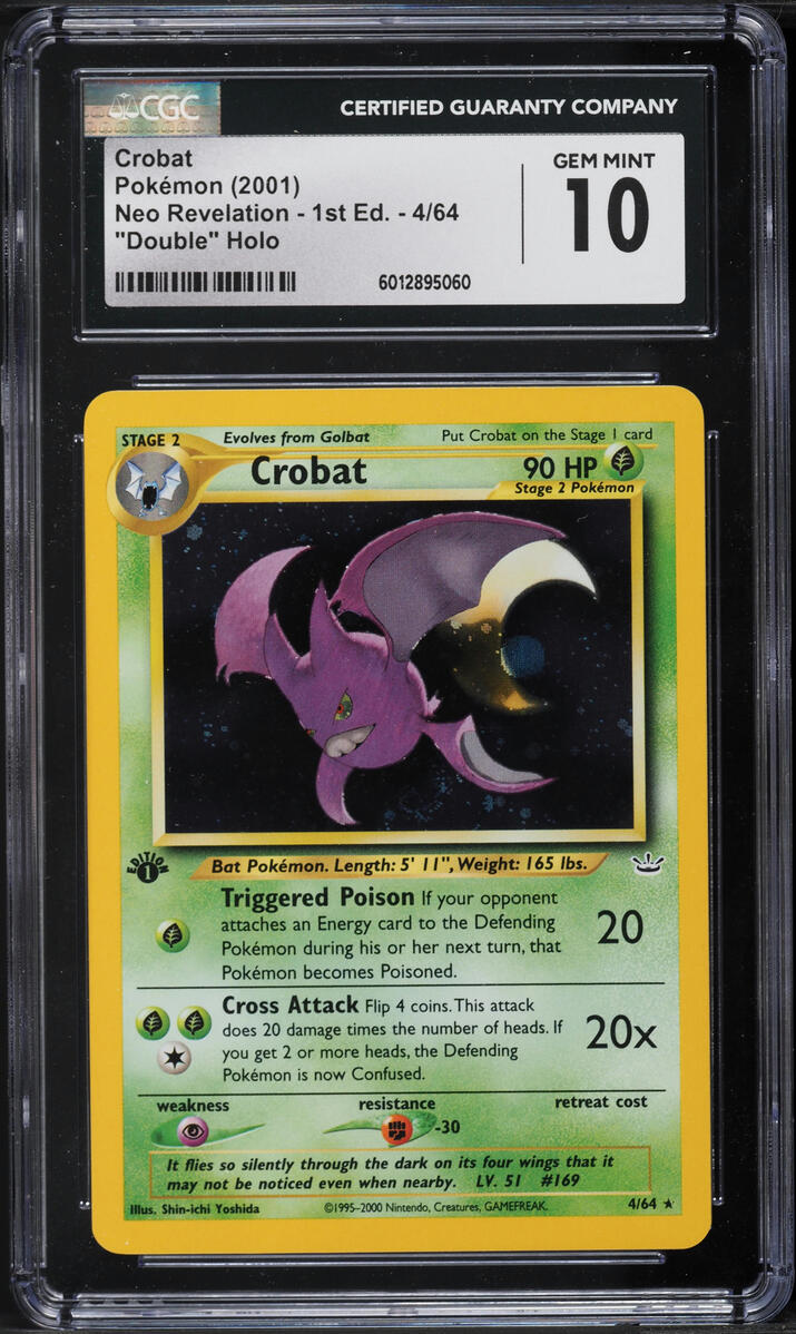 2001 Pokemon Neo Revelation 1st Edition Double Holo Crobat #4 CGC 10 GEM MINT