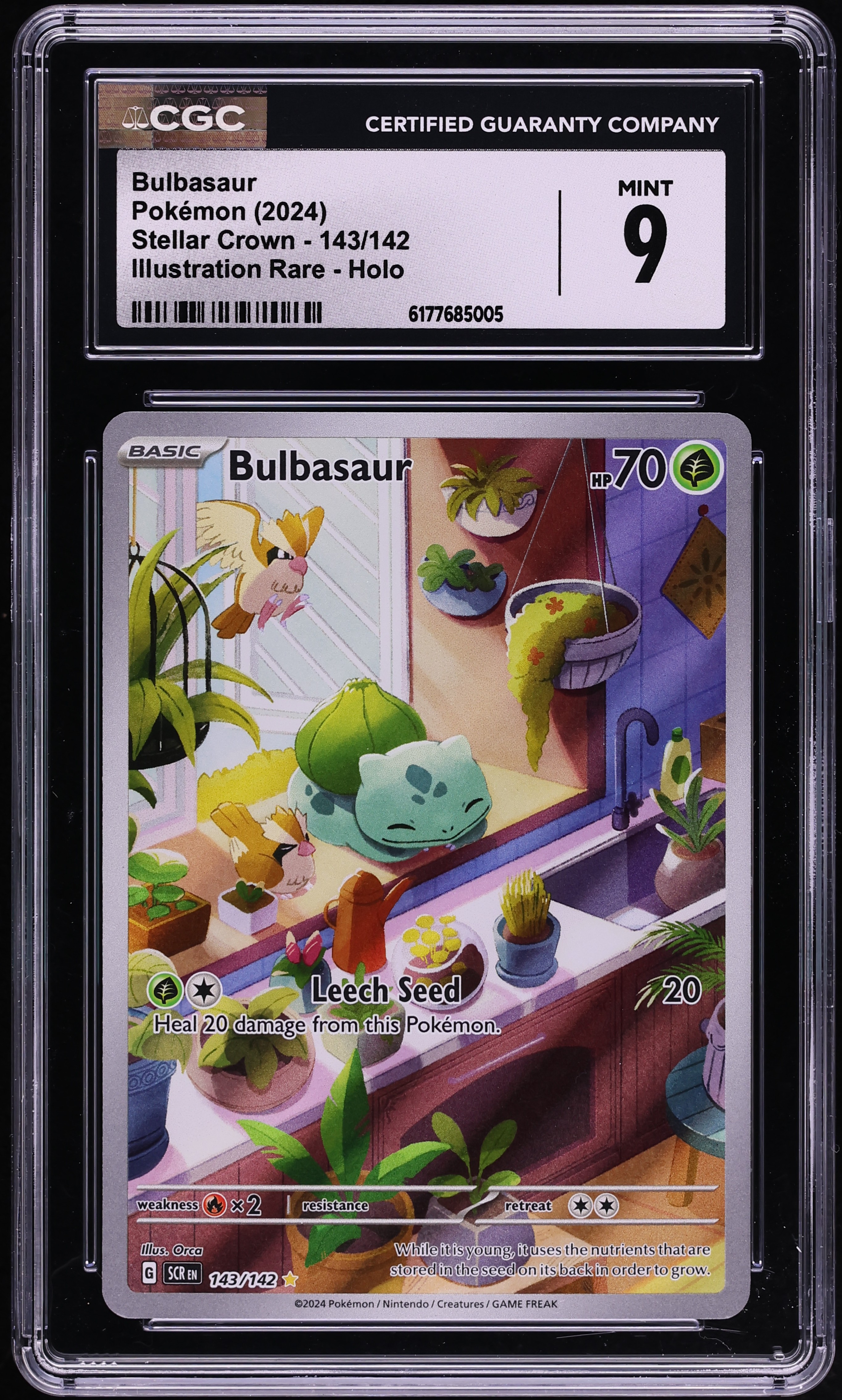 2024 Pokemon Scarlet & Violet Stellar Crown IR Bulbasaur #143 CGC 9 MINT