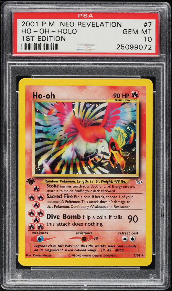 2001 Pokemon Neo Revelation 1st Edition Holo Ho-Oh #7 PSA 10 GEM MINT