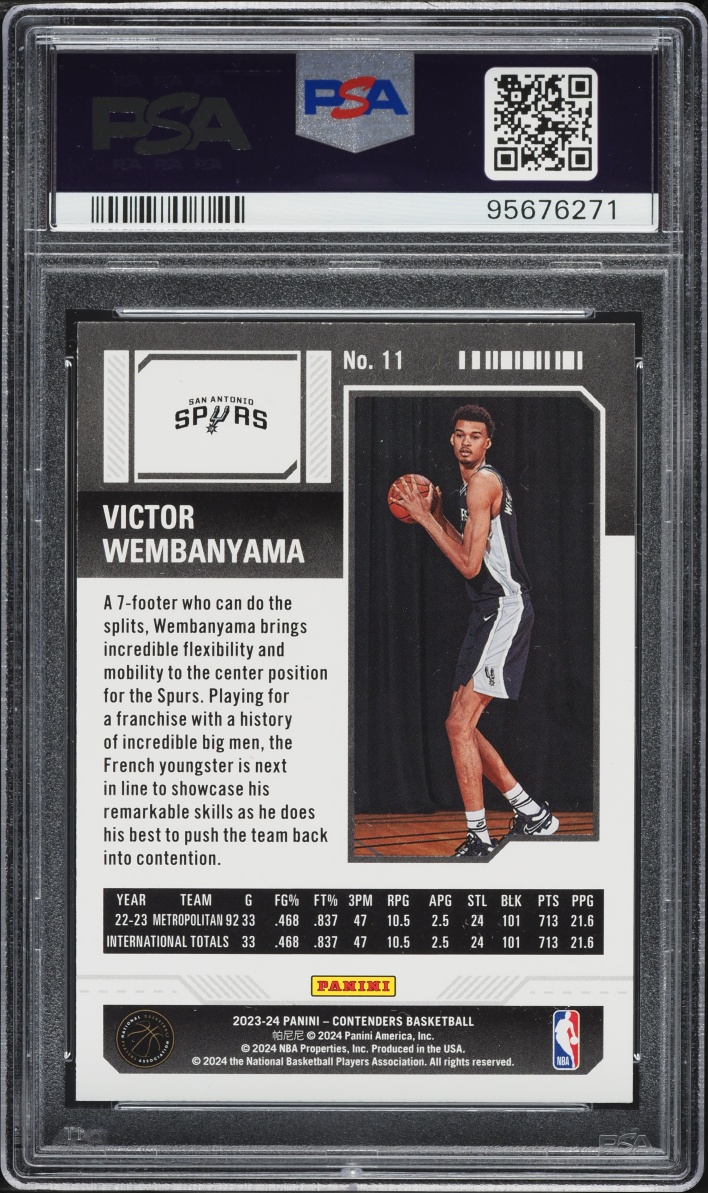 2023 Panini Contenders Season Ticket Victor Wembanyama ROOKIE #11 PSA 10 GEM MINT