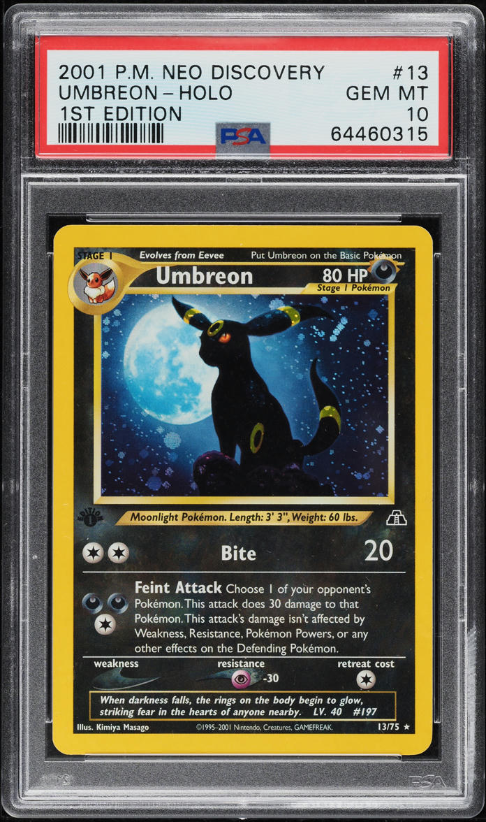2001 Pokemon Neo Discovery 1st Edition Holo Umbreon #13 PSA 10 GEM MINT