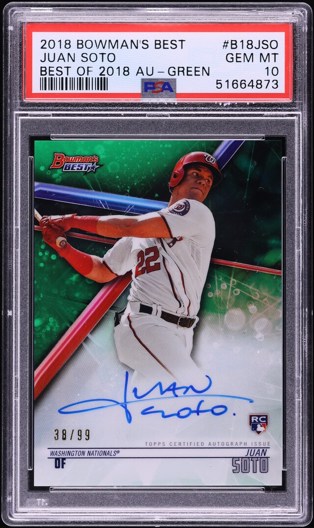 2018 Bowman's Best Of '18 Green Juan Soto ROOKIE AUTO /99 PSA 10 GEM MINT