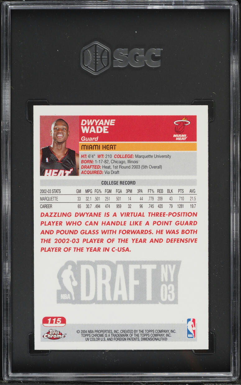 2003 Topps Chrome Dwyane Wade ROOKIE #115 SGC 8.5 NM-MT+