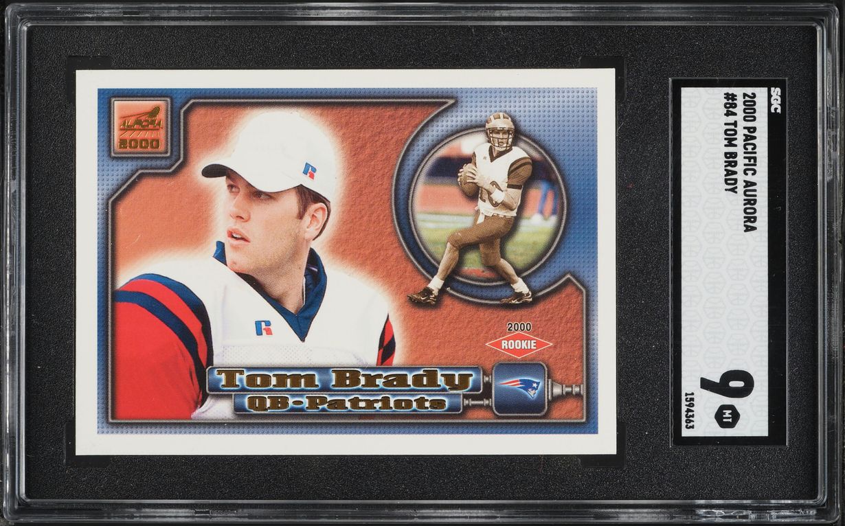 2000 Pacific Aurora Football Tom Brady ROOKIE #84 SGC 9 MINT