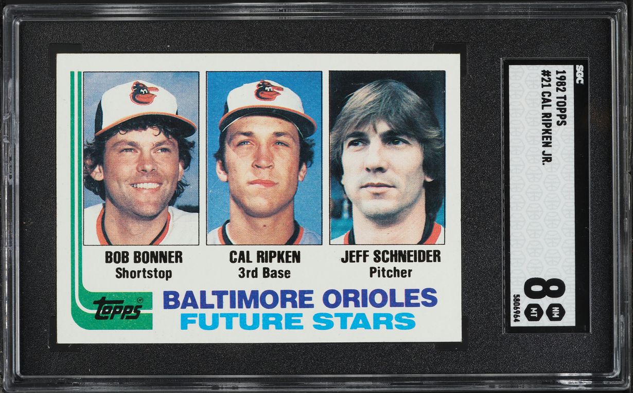 1982 Topps Bob Bonner Jeff Schneider Cal Ripken Jr. ROOKIE #21 SGC 8 NM-MT