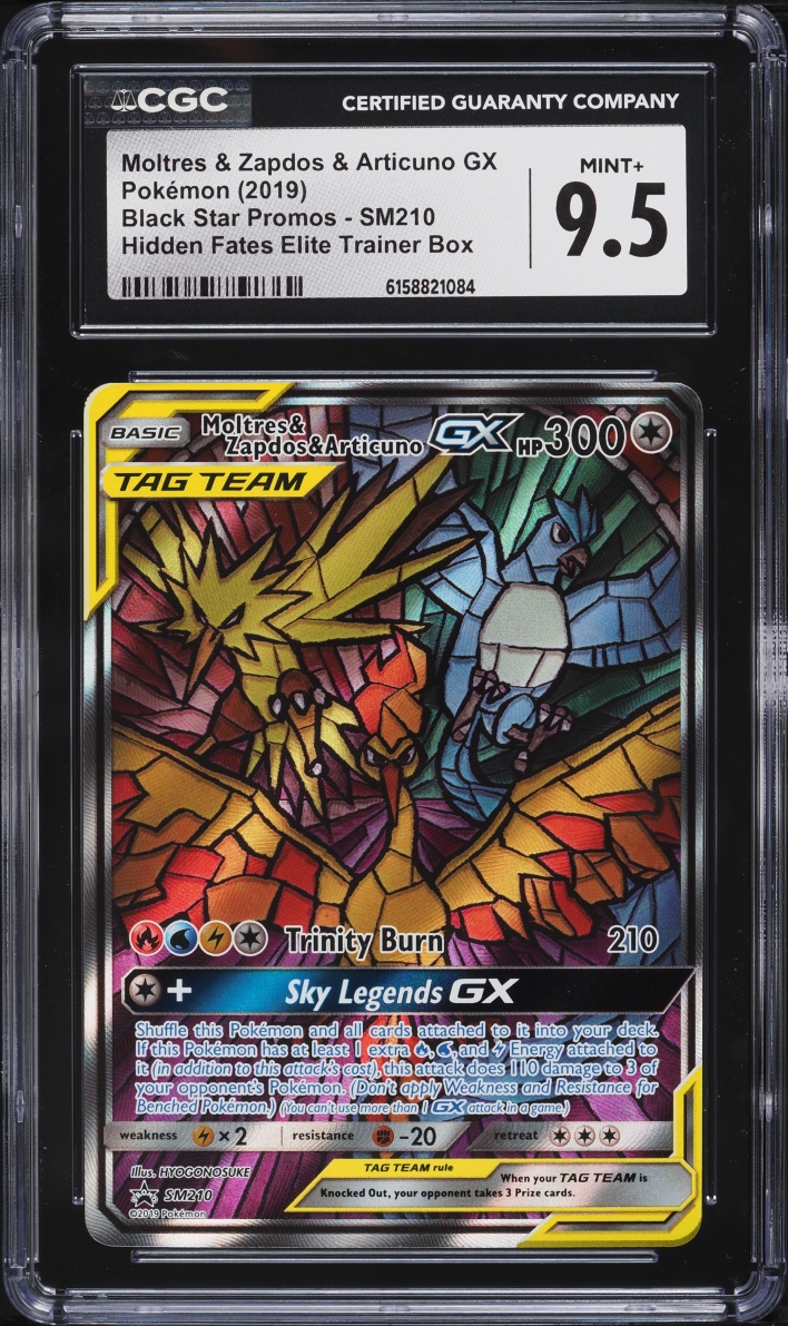 2019 Pokemon SM Promo Hidden Fates Alt Art Moltres & Zapdos & Articuno GX #SM210 CGC 9.5 MINT+