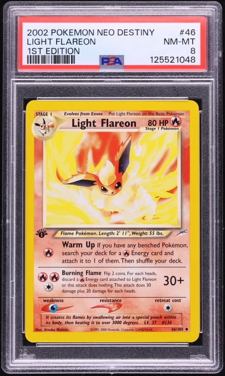 2002 Pokemon Neo Destiny 1st Edition Light Flareon #46 PSA 8 NM-MT