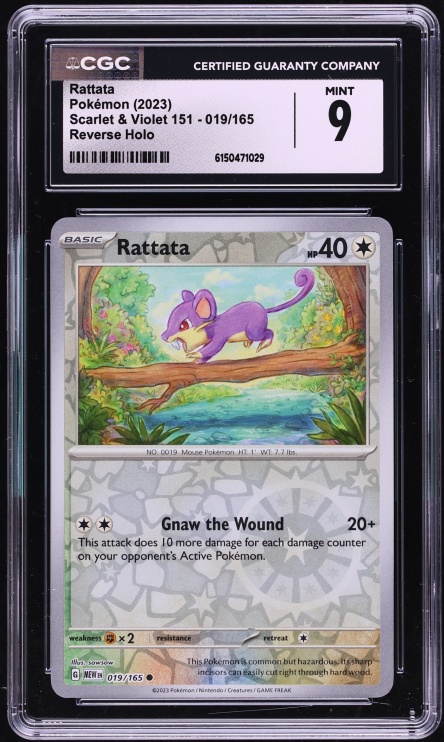 2023 Pokemon Scarlet & Violet 151 Reverse Holo Rattata #19 CGC 9 MINT