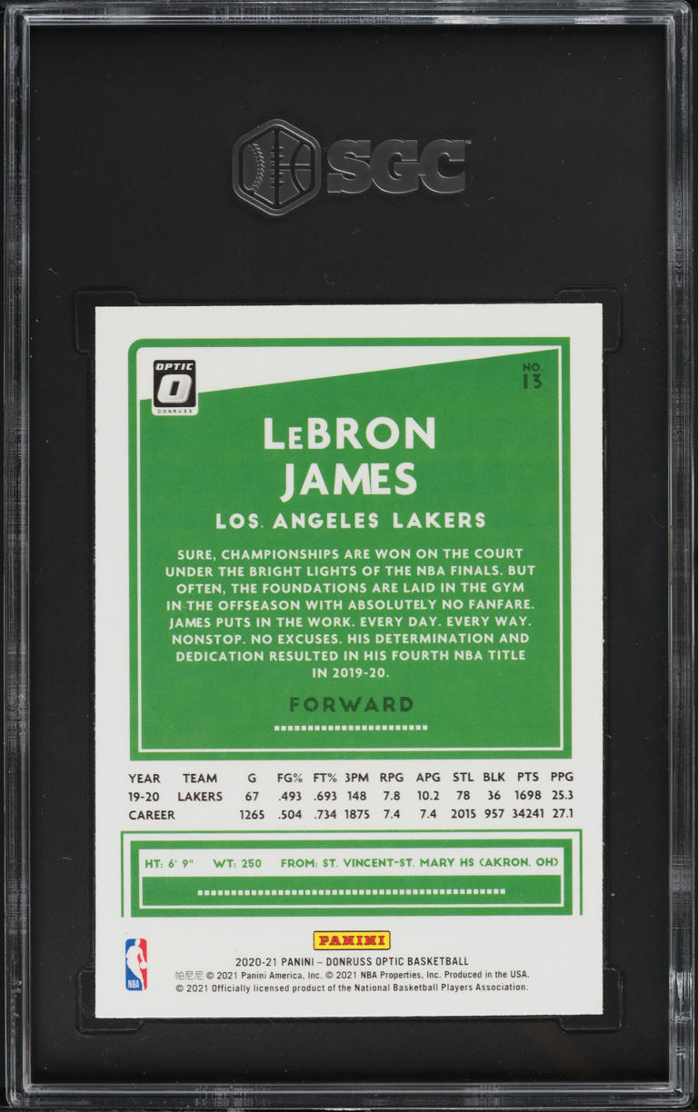 2020 Donruss Optic LeBron James #13 SGC 9.5 MINT+