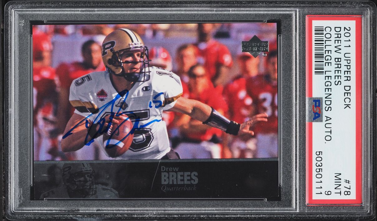 2011 Upper Deck College Legends Drew Brees AUTO #78 PSA 9 MINT
