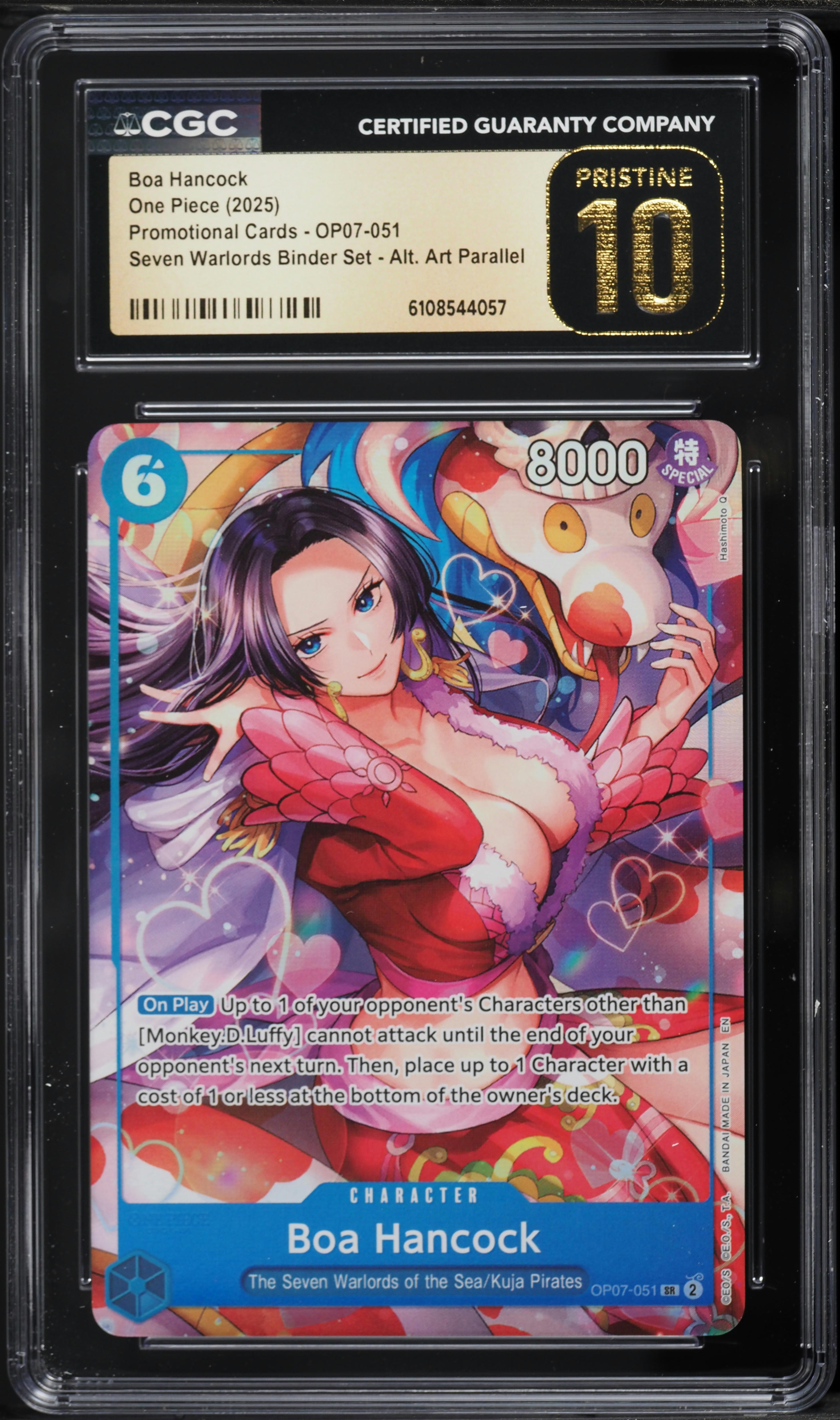 2025 One Piece Promo Seven Warlords Binder Set Alt Art Boa Hancock #OP07-051 CGC 10 PRISTINE