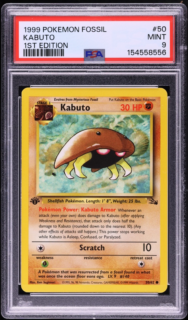 1999 Pokemon Fossil 1st Edition Kabuto #50 PSA 9 MINT
