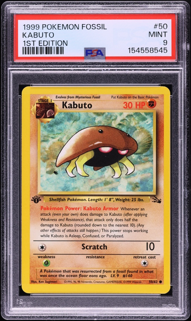 1999 Pokemon Fossil 1st Edition Kabuto #50 PSA 9 MINT