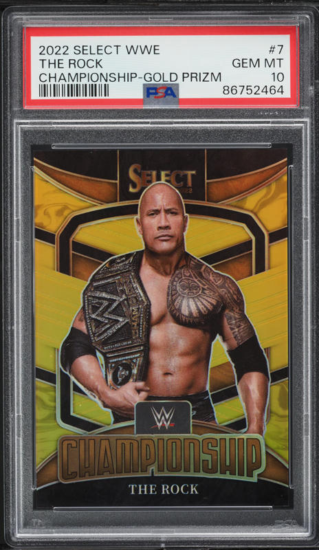 2022 Panini Prizm WWE Black Prizms The Rock 1/1 #191 PSA 7