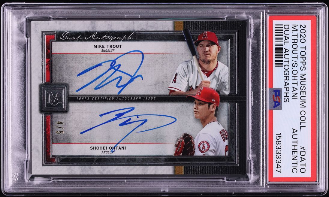 2020 Topps Museum Collection Mike Trout Shohei Ohtani AUTO /5 #DA-TO PSA AUTH