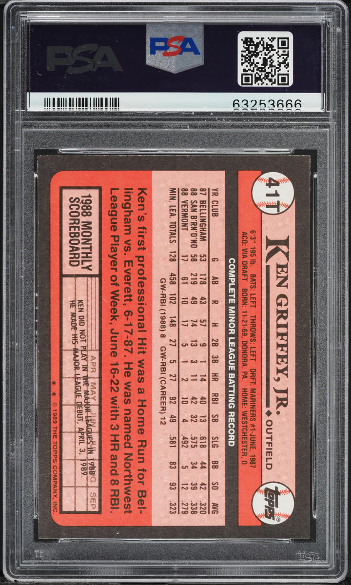 1989 Topps Traded Ken Griffey Jr. ROOKIE AUTO DNA 10 #41T PSA 10 GEM MINT