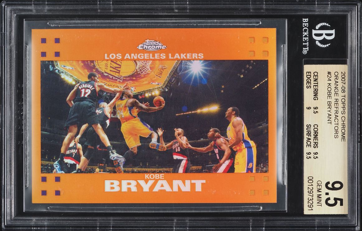 2007 Topps Chrome Orange Refractor Kobe Bryant /199 #24 BGS 9.5 GEM MINT