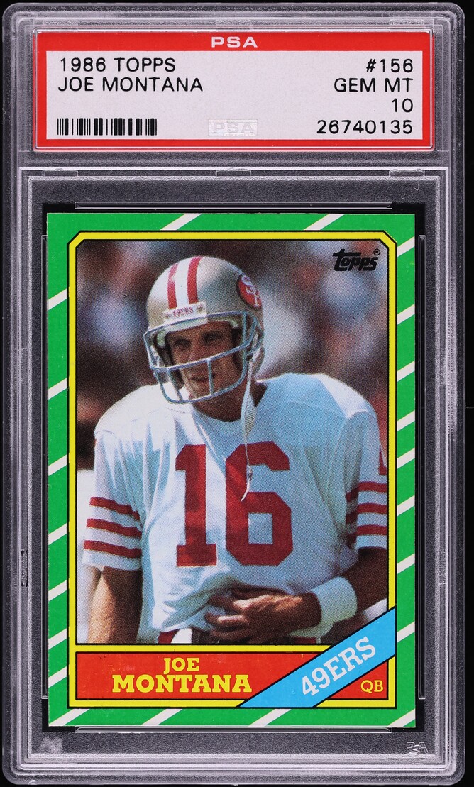 1986 Topps Football Joe Montana #156 PSA 10 GEM MINT - Photo 1